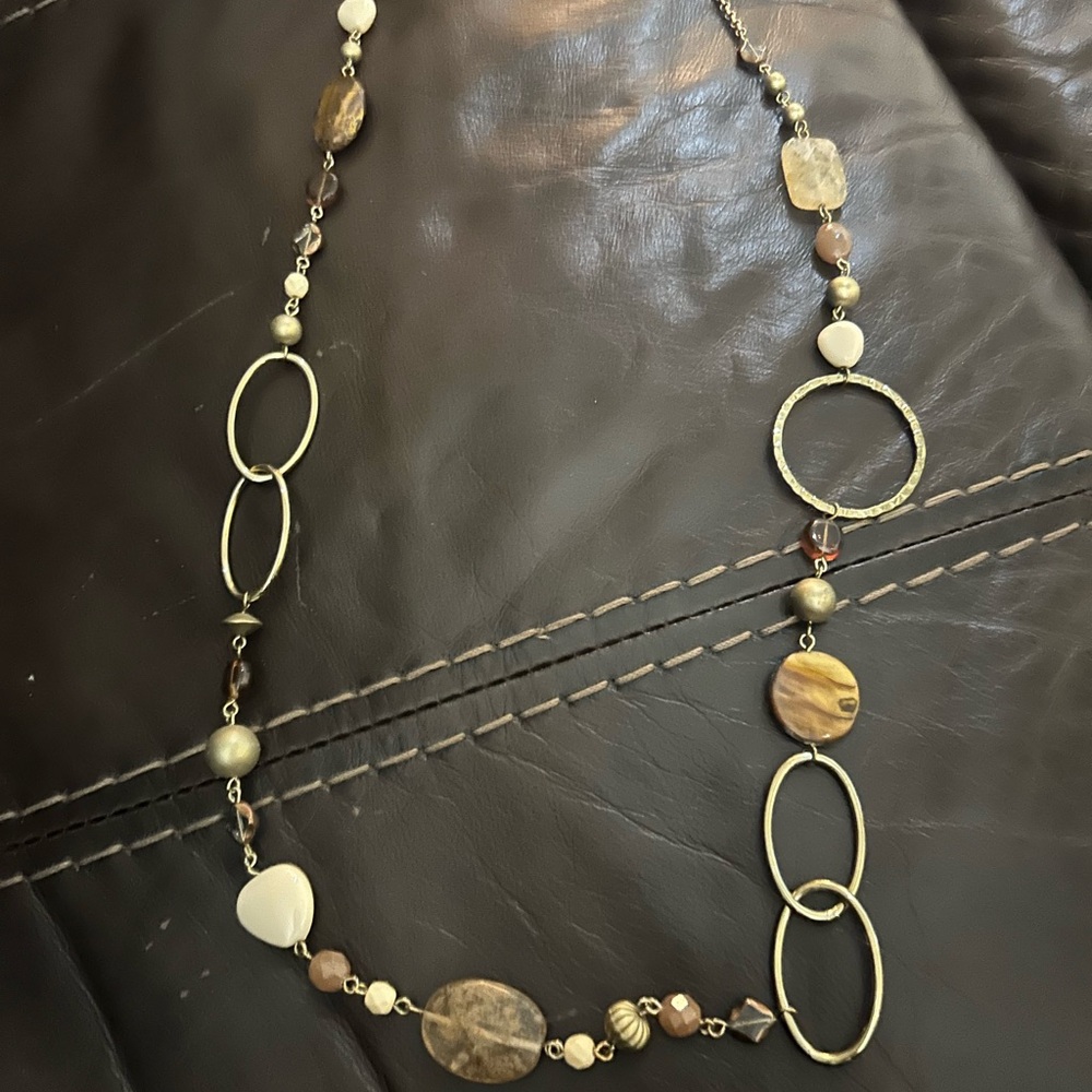 Long Gold and Brown Women's Necklace